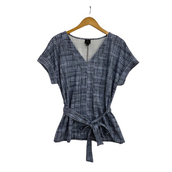 Worthington Top Women's Size XL Blue Belted Cap Sleeve Breathable Active Casual - Picture 2 of 10